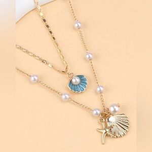 Pearl, Starfish, and Shell Layered Necklace